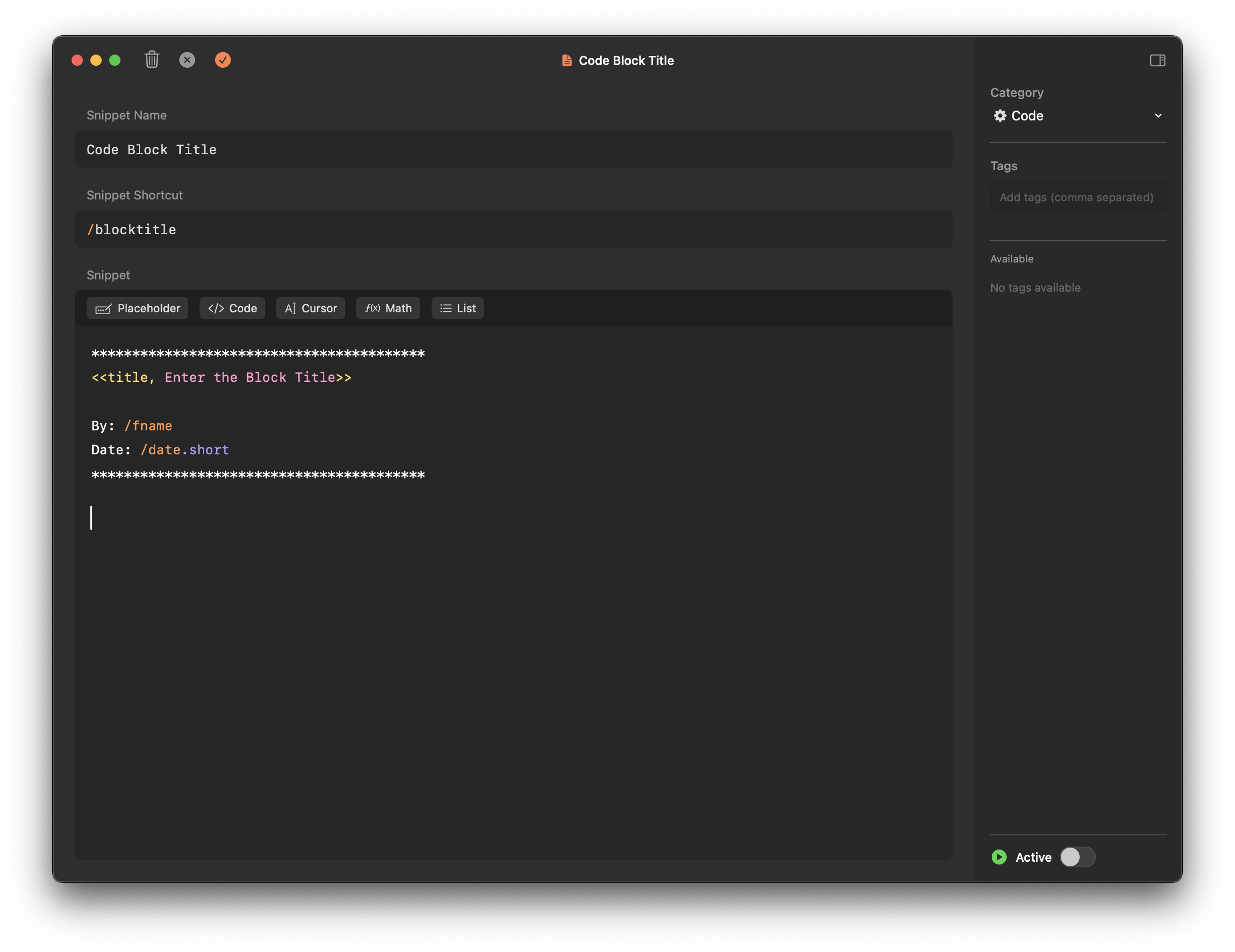ShortCode Snippet Library